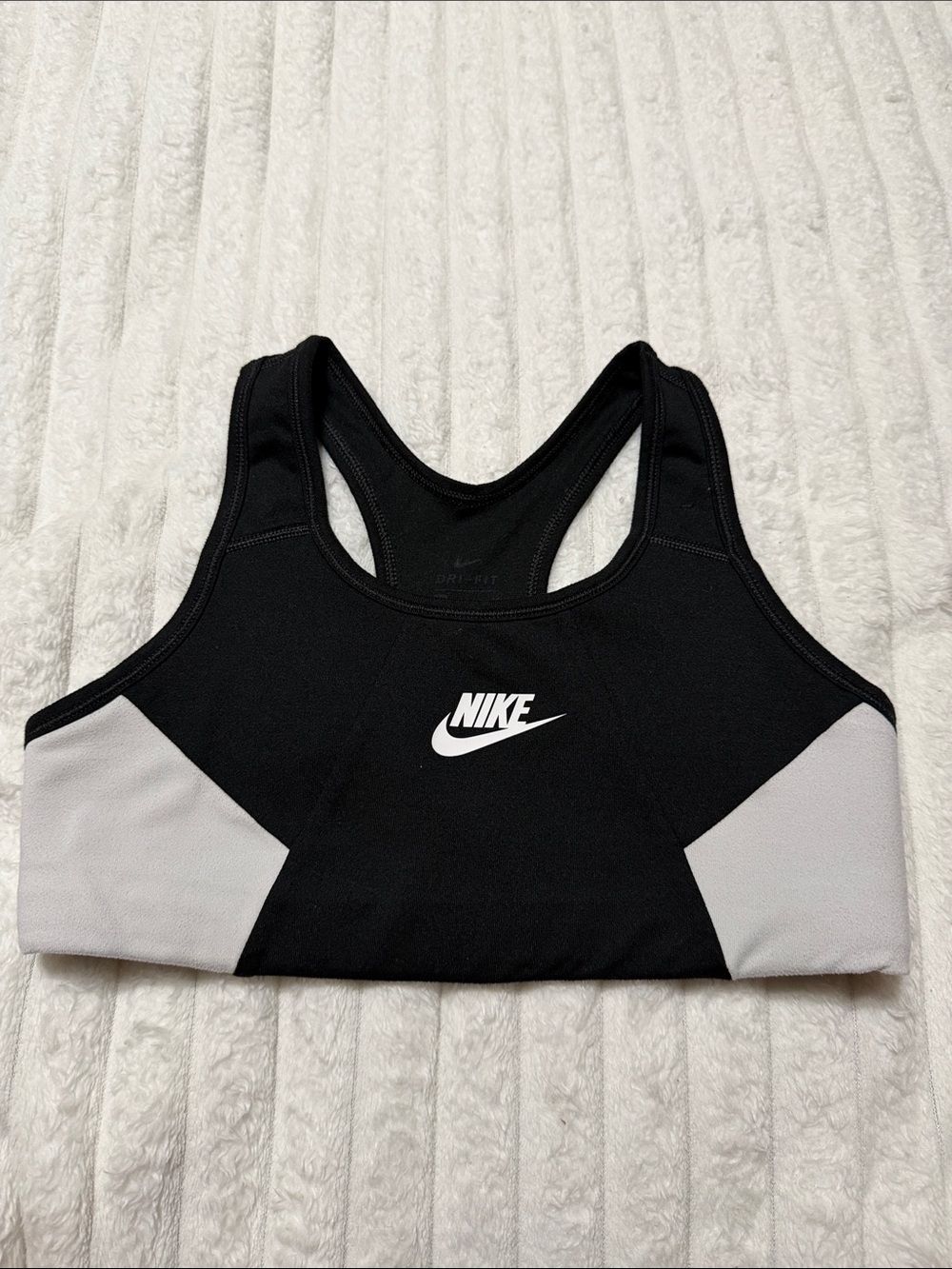 Nike Black and White Racerback Sports Bra | Size Medium Kids